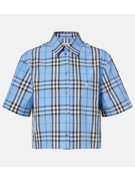 Koszula Burberry w kratę popelinowa niebieska