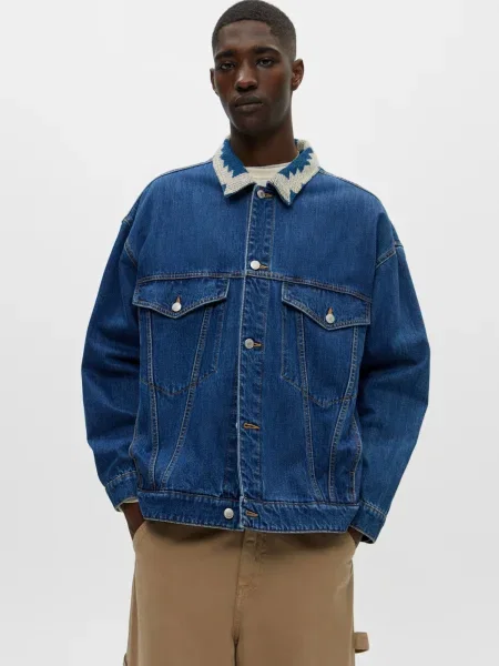 Pull&Bear Geacă de primăvară-toamnă / albastru denim bej