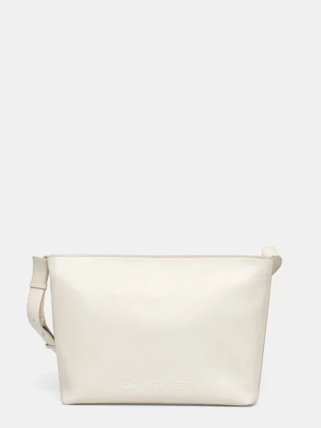Дамска чанта Calvin Klein Embossed Logo Medium Shopper Кремав бежово