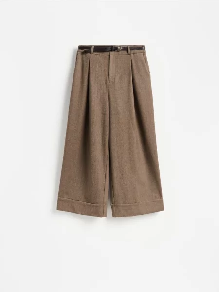 Reserved Pantaloni cu croi larg și cordon bej