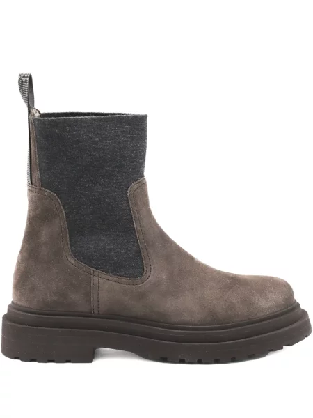 Botine chelsea Brunello Cucinelli din piele de căprioară maro