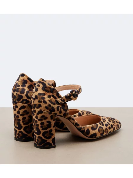 Pantofi cu toc Gianvito Rossi de catifea cu imagine cu model leopard maro