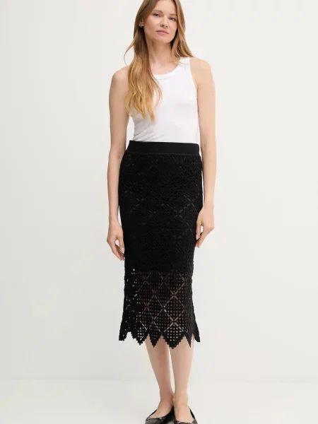 Dkny spódnica midi prosta czarny