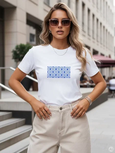 T-shirt z graficznym wzorem Dstreet biały