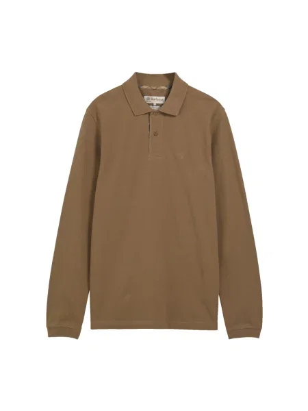 Koszulka polo Barbour z długim rękawem brązowa
