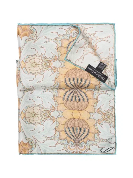 Fular Elizabetta de mătase cu model floral cu imagine albastru