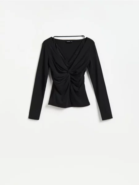 Reserved Bluză cu dantelă negru