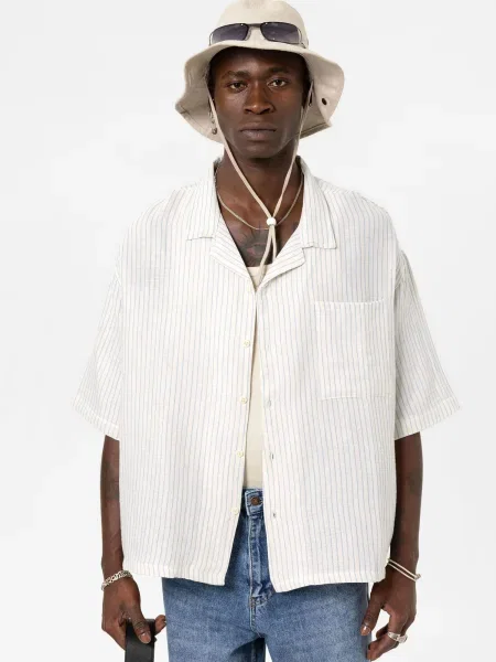 VAMOS CLO Srajca ecru modra