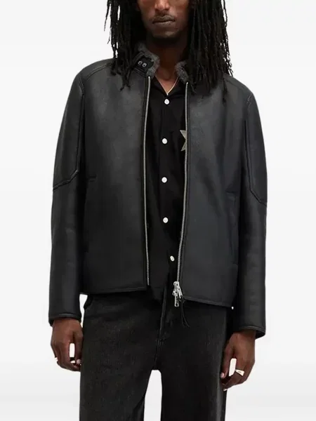Geanta de piele Allsaints negru