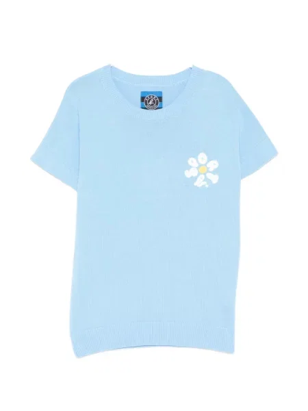 Top sportowy Sport B. By Agnès B. w kwiatki z naszywkami niebieski