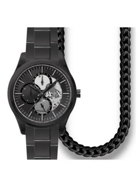 Hodinky a náhrdelník Armani Exchange čierna