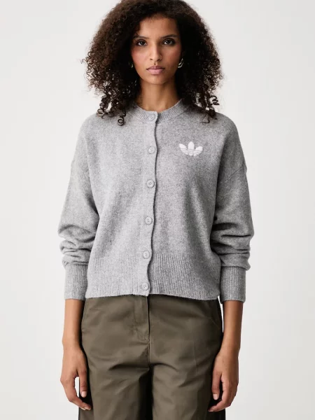 Adidas Originals kardigán dámsky Essentials Knit sivá