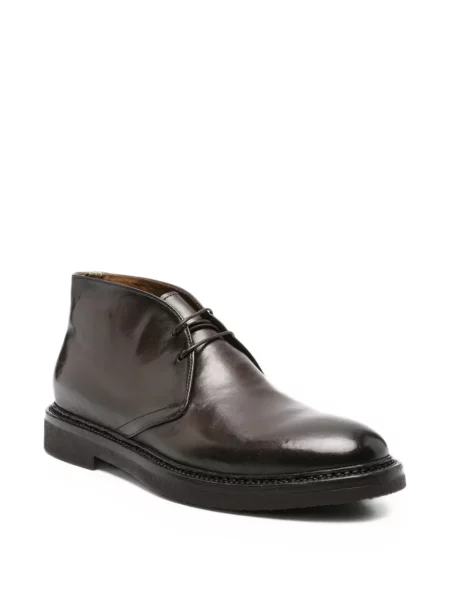 Botine Officine Creative cu șireturi din piele maro