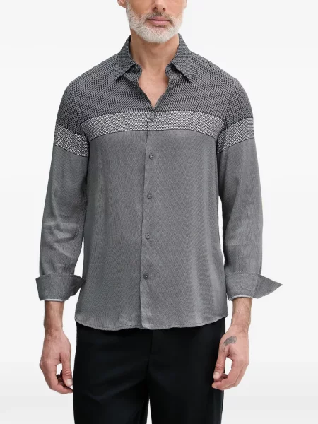 Lung cămașă Armani Exchange cu imprimeu geometric gri