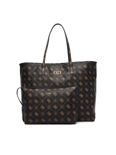 Guess Torebka Emelie Logo brązowy