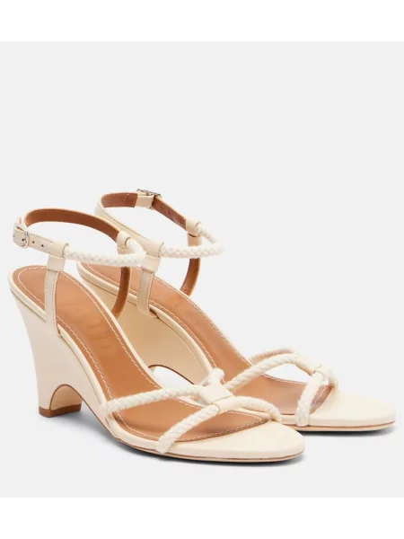 Sandale Staud din piele cu pană bej