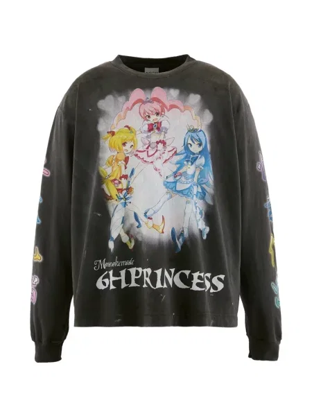 Lung tricou Mononoke Made cu imagine negru