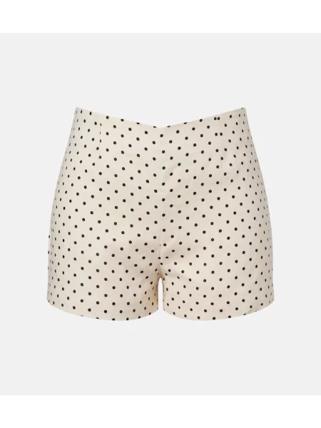 Pantaloni scurți Faithfull de in cu buline bej
