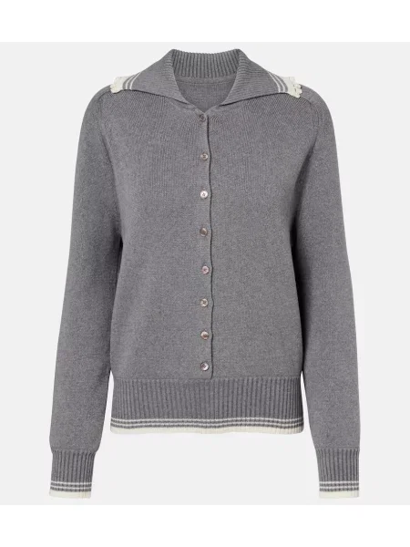 Tricou polo Magda Butrym din cașmir gri