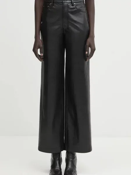 Anine Bing pantaloni manon drept high waist negru