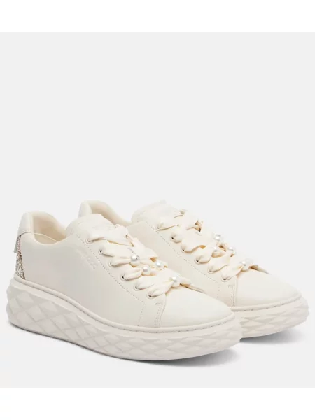 Sneakerși Jimmy Choo din piele alb