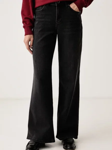 Mos Mosh blugi wide leg pentru femei negru