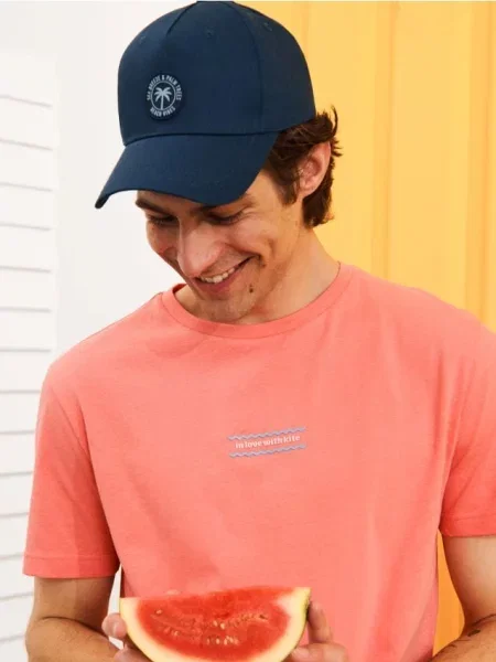 Sinsay Czapka z daszkiem z gumową naszywką granatowy