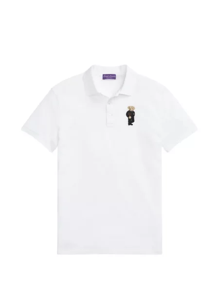 Tricou polo Polo Ralph Lauren cu glugă cu blană cu broderie roșu