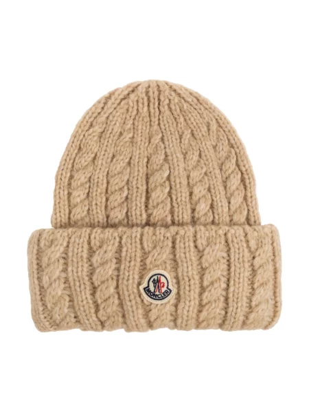 Czapka Moncler wełniana beżowa
