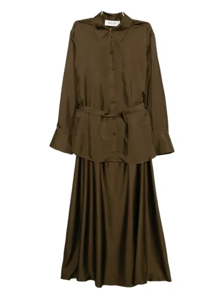 Rochie Róhe de mătase de costum maro