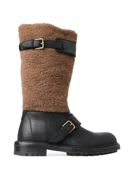 Botine Dolce & Gabbana cu cataramă cu bretele din piele de oaie negru