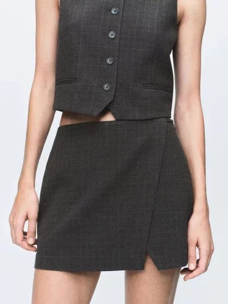 Спідниця-шорти MANGO поліестер/віскоза коричневий