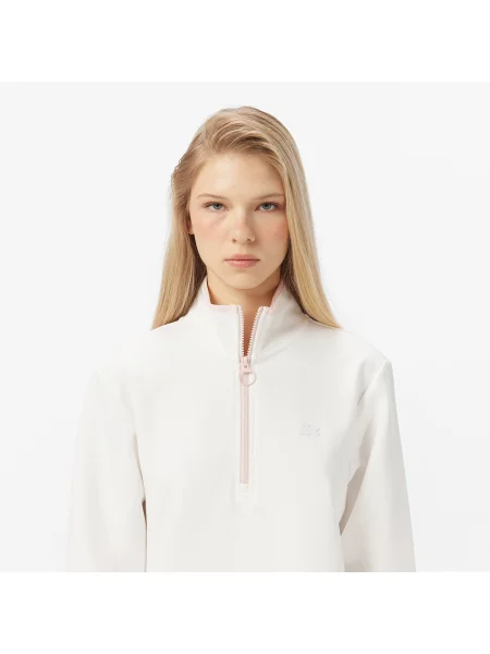 Lacoste Bluza Half Zip Regular Fit biała
