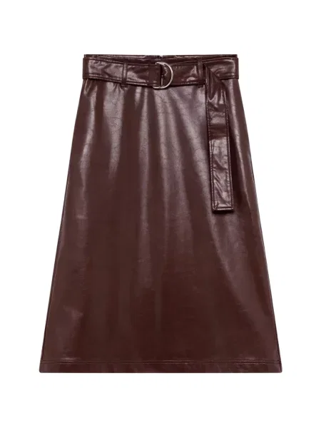 Cu centură fustă midi Msgm asimetrică maro
