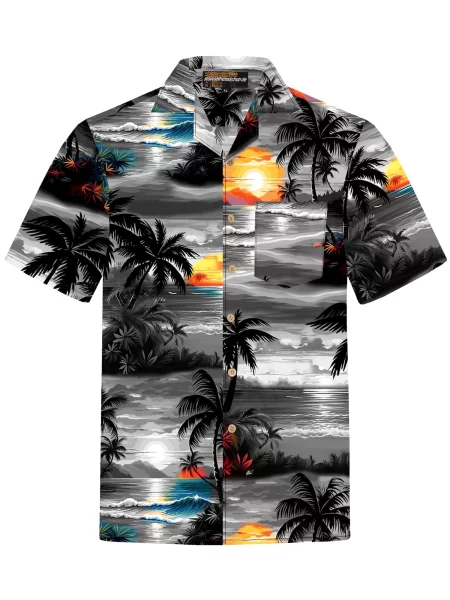 Hawaiihemdshop.de Košulja Hawaiihemd Night on Hawaii' siva
