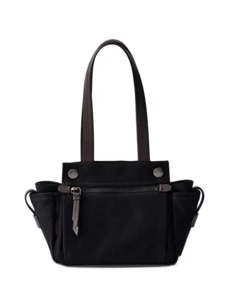 Кожена шопинг чанта Prada черно