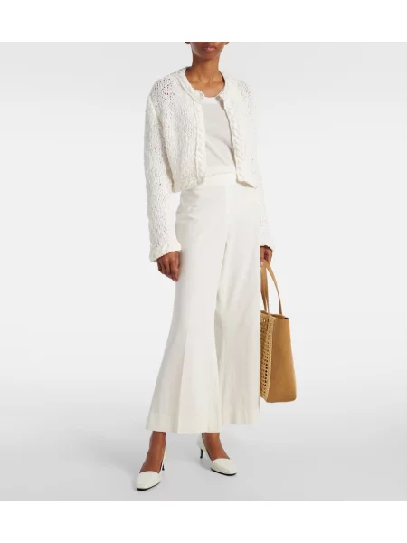 Pantaloni Khaite din canvas alb