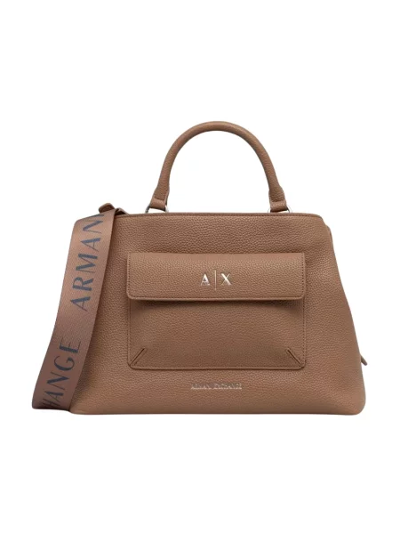 Torebka Armani Exchange skórzana beżowa