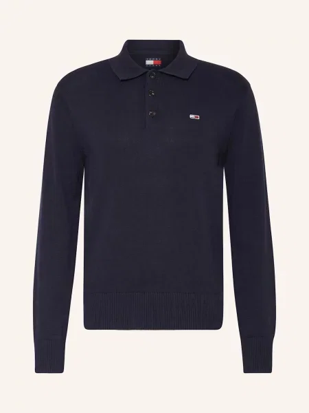 Tommy Jeans Úpletová Polokošile tmavě modrá