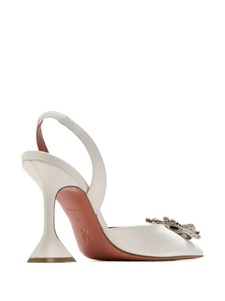 Bateliai Amina Muaddi slingback su kristalais balta