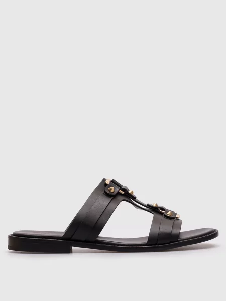 Кожаные шлепанцы Doucal's с заклепками черные