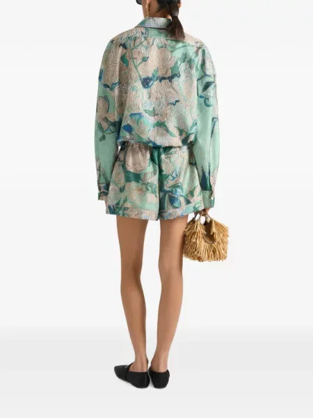 Pantaloni scurți Givenchy de mătase cu imagine verde