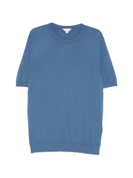 Tricou Malo tricotate cu decolteu rotund albastru