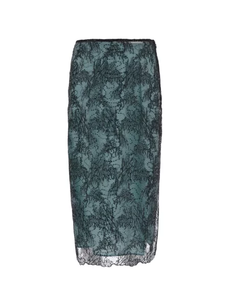 Fustă midi Semicouture cu paiete din dantelă verde