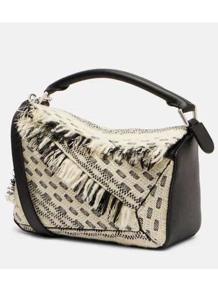 Usnjena usnjena torbica Loewe z obrobami črna