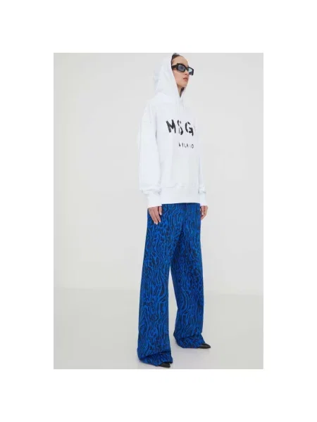 Bluza z kapturem Msgm z kapturem z logo biała