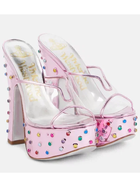 Usnjene mules Vivienne Westwood s platformo roza