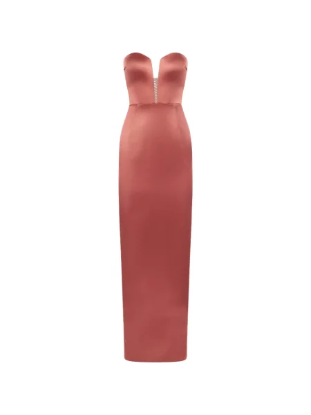 Rochie Araftu cu șireturi din dantelă fără bretele maro
