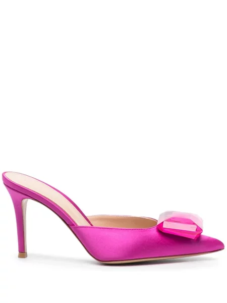 Pantofi cu toc Gianvito Rossi din satin de cristal roz