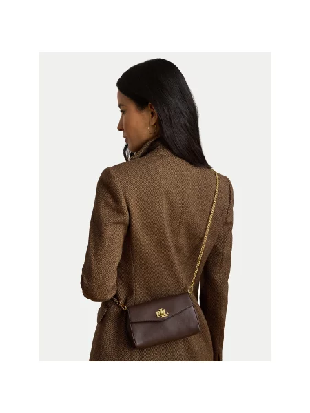 Lauren Ralph Lauren crossbody torbica usnjena rjava